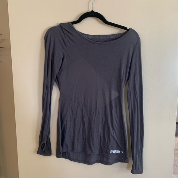 Gymshark Tops Size Small Gymshark Open Back Gray Workout Long